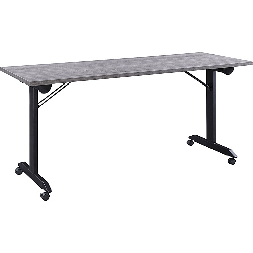 Lorell Mobile Folding Training Table Rectangle Top - Powder Coated Base - 200 lb Capacity - 63" Table Top Width - 29.50" Height x 63" Width x 24" Depth - Assembly Required - Weathered Charcoal - Laminate Top Material - 1 Each (LLR60736)
