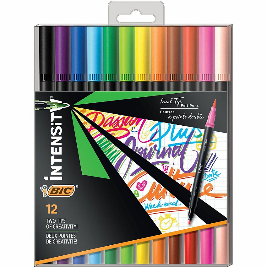BIC Intensity Marker Assorted Ink - Water Based - 12 / Pack (FPINDP12AST)