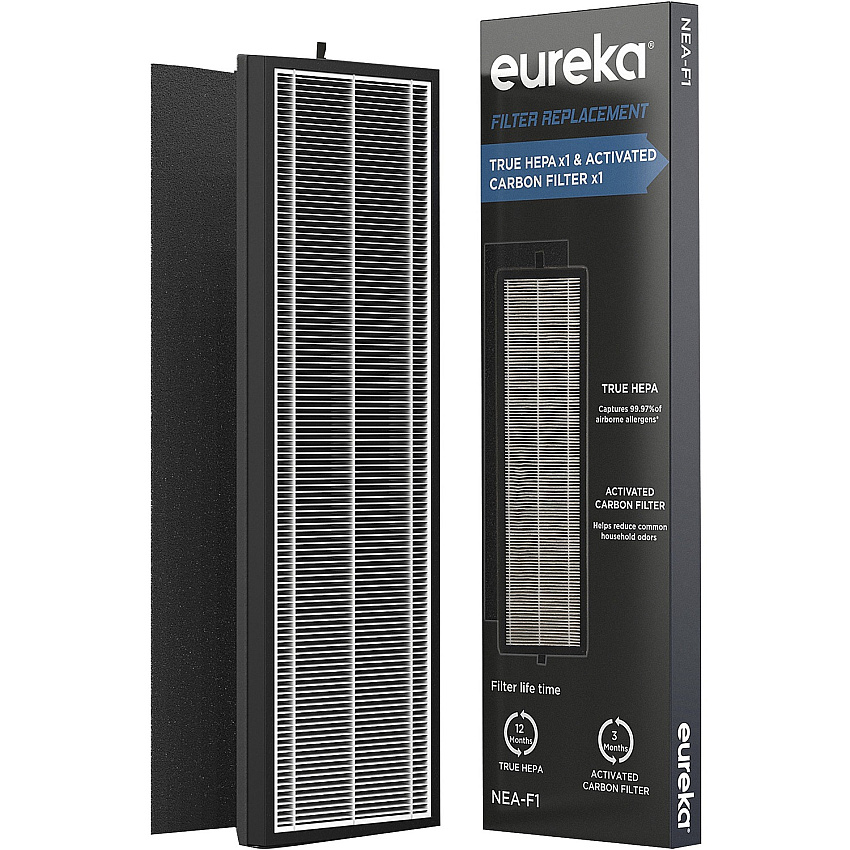 Eureka Air 3-in-1 Air Purifier Replacement Filter HEPA - For Air Purifier - Remove Airborne Particles, Remove Dust, Remove Allergens, Remove Odor, Remove Gases - 100% Particle Removal Efficiency Particles - 6.1" Height x 1.6" Width - Carbon - 1 (F1)