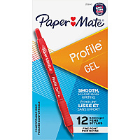 Paper Mate Profile Gel Pens 0.5 mm Pen Point Size - Red Gel-based Ink - 1 Dozen (2126543)