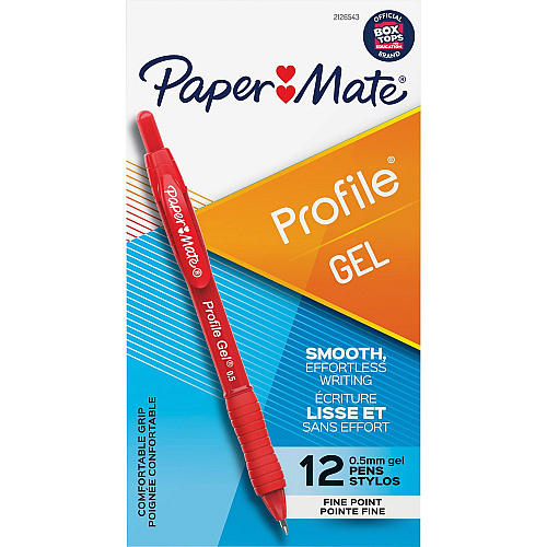 Paper Mate Profile Gel Pens 0.5 mm Pen Point Size - Red Gel-based Ink - 1 Dozen (2126543)