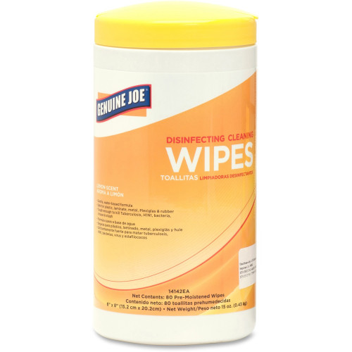 Genuine Joe Lemon Disinfecting Cleaning Wipes (14142)