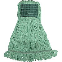 Genuine Joe Synthetic Blend Medium Mophead Medium - Looped Ends, Durable, Launderable, Headband - Rayon, Cotton, Rayon, Fiber - Green - 16 oz - 1 Each (GJOMGR5B)