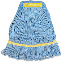 Genuine Joe Synthetic Blend Small Mophead Small - Narrow Headband, Looped Ends, Durable, Launderable - Rayon, Cotton, Cotton, Fiber - Blue - 12 oz - 1 Each (GJOSBL1B)