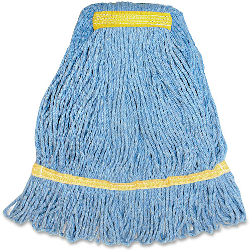Genuine Joe Synthetic Blend Small Mophead Small - Narrow Headband, Looped Ends, Durable, Launderable - Rayon, Cotton, Cotton, Fiber - Blue - 12 oz - 1 Each (GJOSBL1B)