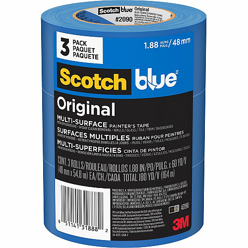 3M ScotchBlue Multi-Surface Painter's Tape 60 yd Length x 1.88" Width - Blue - Paper - 3 / Pack (209048EP3)