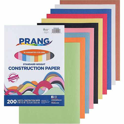 Prang Construction Paper Art Project, Craft Project, Fun and Learning, Cutting, Pasting - 9" Width x 12" Length - Assorted - 200 / Pack (P0094450)