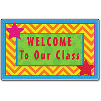 Flagship Carpets Silly Welcome Mat Seating Rug Floor Rug - 36" Length x 24" Width - Rectangle - Multicolor - Nylon - 1 Each (CE33208W)