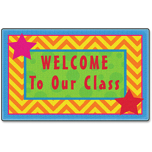 Flagship Carpets Silly Welcome Mat Seating Rug Floor Rug - 36" Length x 24" Width - Rectangle - Multicolor - Nylon - 1 Each (CE33208W)