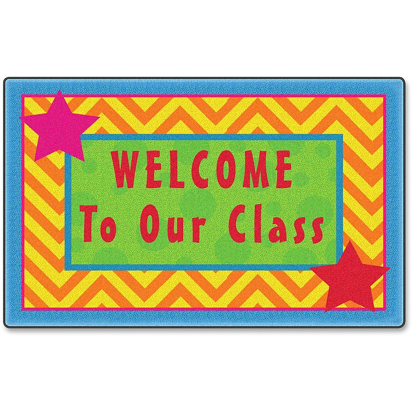Flagship Carpets Silly Welcome Mat Seating Rug Floor Rug - 36" Length x 24" Width - Rectangle - Multicolor - Nylon - 1 Each (CE33208W)