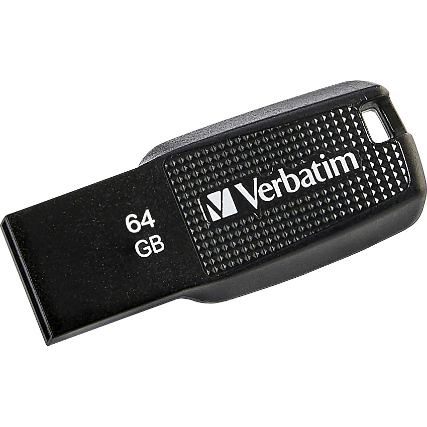 Verbatim 64GB Ergo USB Flash Drive - Black 64 GB - USB 2.0 - Black - Lifetime Warranty - 1 Each (70877)