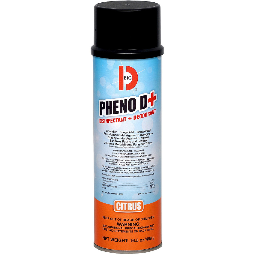 Big-D Big D Pheno D+ Disinfectant & Deodorizer Ready-To-Use - 6 fl oz (0.2 quart) - Citrus Scent - Antimicrobial, Disinfectant - 1 Each (337)