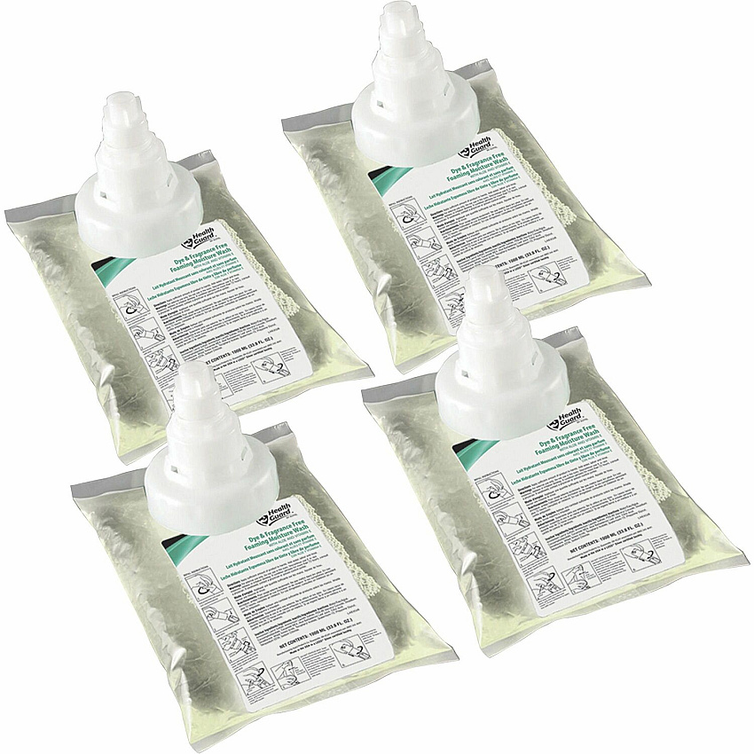 Health Guard Foaming Moisture Wash Dye & Fragrance Free Fragrance-free Scent - 1.06 quart - Soil Remover - Hand, Restroom, Office, Hospital, Hotel, Casino, Spa, Skin - Moisturizing - Pale Yellow - Dye-free - 4 / Carton (64331)