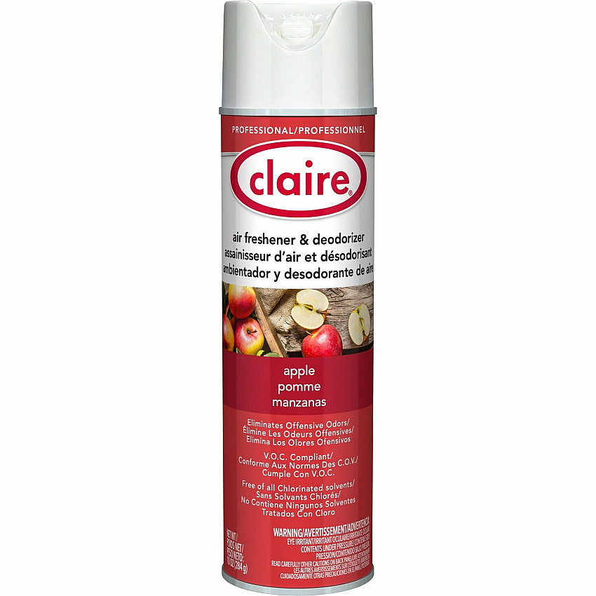 Claire Apple Air Freshener & Deodorizer Aerosol - 20 fl oz (0.6 quart) - Dutch Apple - Ozone-safe, Chemical-free, Residue-free, Non-staining, Odor Neutralizer - 1 Each (CL161)
