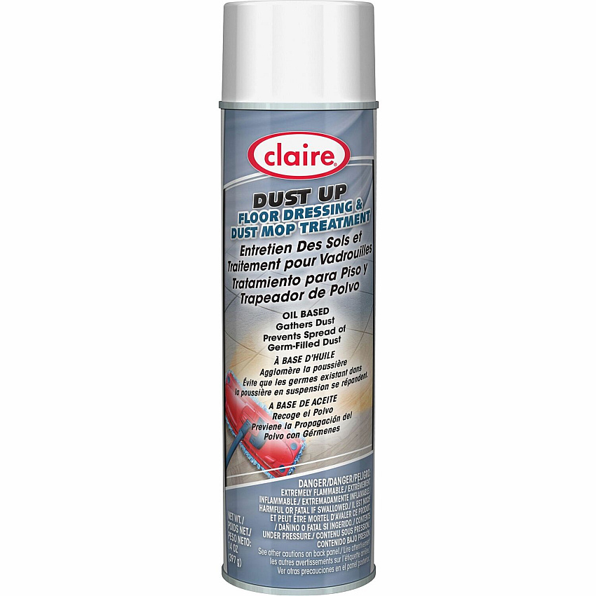 Claire Dust Up Dust Mop Treatment - 20 oz Ready-To-Use - 20 fl oz (0.6 quart) - Pleasant Lemon Scent - Pale Yellow - 1 Each (CL875)