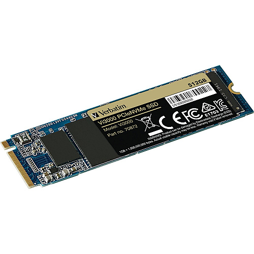 Verbatim Vi3000 512 GB Solid State Drive - M.2 2280 Internal - PCI Express NVMe (PCI Express NVMe 3.0 x4) Notebook, Desktop PC Device Supported - 300 TB TBW - 3000 MB/s Maximum Read Transfer Rate - 5 Year Warranty (70872)