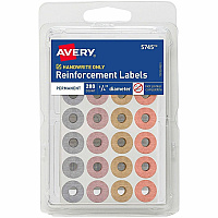 Avery&reg; Reinforcement Stickers, 1/4" , Metallic, 280 Total (5745) 0.3" Diameter - Round - Assorted Metallic - Paper - 280/Pack - 1 Carton (05745)