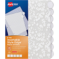 Avery&reg; Style Edge Insertable Plastic Dividers 8 x Divider(s) - 8 Tab(s) - 8 - 8 Tab(s)/Set - 8.5" Divider Width x 11" Divider Length - 3 Hole Punched - Frosted White Plastic Divider - Frosted White Plastic Tab(s) - Durable, Tear Resistant, PVC (11291)