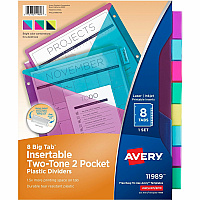 Avery&reg; Big Tab Tab Divider 8 x Divider(s) - 8 Tab(s) - 8 - 8 Tab(s)/Set - 9.3" Divider Width x 11.25" Divider Length - Letter - 8.50" Width x 11" Length - 3 Hole Punched - Multicolor Plastic Divider - Multicolor Plastic Tab(s) - PVC-free, Hole (11989)