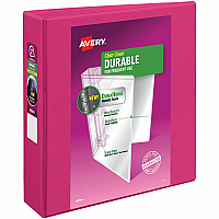 Avery&reg; Durable View 3 Ring Binder, 2" Slant Rings, 1 Pink Binder 2" Binder Capacity - Letter - 8 1/2" x 11" Sheet Size - 530 Sheet Capacity - 530 Ring - Fastener: Slant Ring - Pocket: 2 - Polypropylene - Adhesive, Durable, Flexible, Pocket, Re (17836)