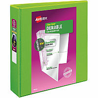Avery&reg; Durable View 3 Ring Binder, 2" Slant Rings, 1 Chartreuse Binder 2" Binder Capacity - Letter - 8 1/2" x 11" Sheet Size - 530 Sheet Capacity - 530 Ring - Fastener: Slant Ring - Pocket: 2 - Polypropylene - Adhesive, Durable, Flexible, Pock (17838)