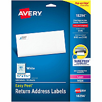 Avery&reg; Easy Peel Address Labels, 2/3" x 1-3/4" , 600 Labels x 21/32" Width x 1 3/4" Length - Permanent Adhesive - Rectangle - Inkjet, Laser - Matte - White - Paper - 60 / Sheet - 10 Total Sheets - 600 Total Label(s) - For Label Printer - 1 Car (18294)