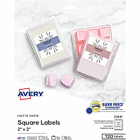 Avery&reg; Print-to-the-Edge Easy Peel Square Labels - HeightPermanent Adhesive - Square - Laser, Inkjet - Matte - Matte White - Paper - 12 / Sheet - 50 Total Sheets - 600 Total Label(s) - 120/Pack - 1 Carton (22816)