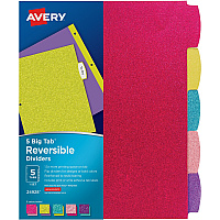 Avery&reg; Big Tab Reversible Fashion Dividers 120 x Divider(s) - 120 Write-on Tab(s) - 5 - 5 Tab(s)/Set - 8.5" Divider Width x 11" Divider Length - 3 Hole Punched - Multicolor Paper Divider - Multicolor Paper Tab(s) - Hole-punched, Reversible, Pr (24928)