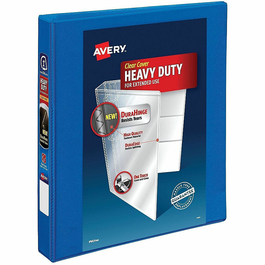 Avery&reg; DuraHinge Ring Binder 1" Binder Capacity - Letter - 8 1/2" x 11" Sheet Size - 250 Sheet Capacity - 250 Ring - Fastener: Slant Ring - Pocket: 4, Internal - Polypropylene - Pacific Blue - Adhesive, Archival-safe, Durable Hinge, Heavy Duty (79720)