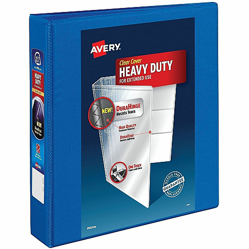 Avery&reg; DuraHinge Ring Binder 1 1/2" Binder Capacity - Letter - 8 1/2" x 11" Sheet Size - 375 Sheet Capacity - 375 Ring - Fastener: Slant Ring - Pocket: 4, Internal - Polypropylene - Pacific Blue - Adhesive, Archival-safe, Durable Hinge, Heavy  (79722)