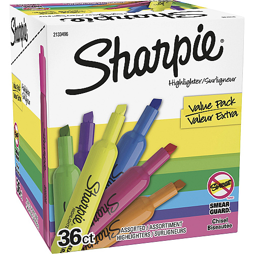 Sharpie Tank Highlighters Chisel Marker Point Style - Multicolor - 36 / Box (2133496)
