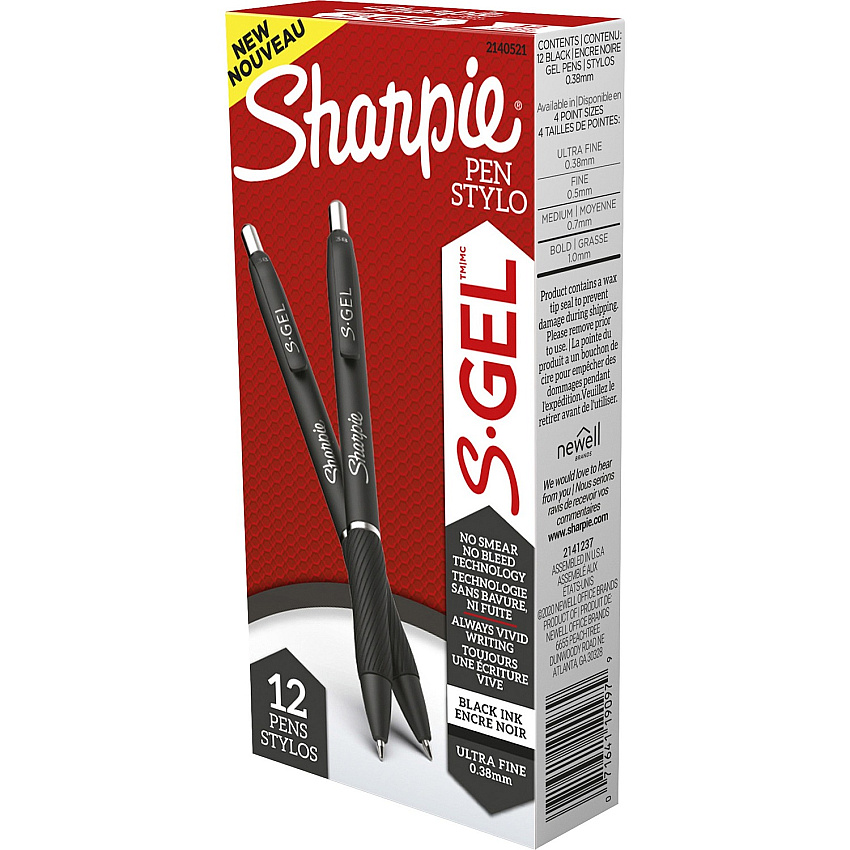 Sanford S-Gel Pens 0.38 mm Pen Point - Black Ink - Gel-based - 1 Dozen (2140521)