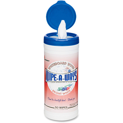 AbilityOne SKILCRAFT Wipe-A-Ways Whiteboard Wipes 6.10" Width x 6.25" Length - Used as Residue Remover, Stain Remover, Mark Remover, Shadow Remover - Absorbent, Disposable - White - Cloth - 50 Per Container - 600 / Carton (4541159CT)