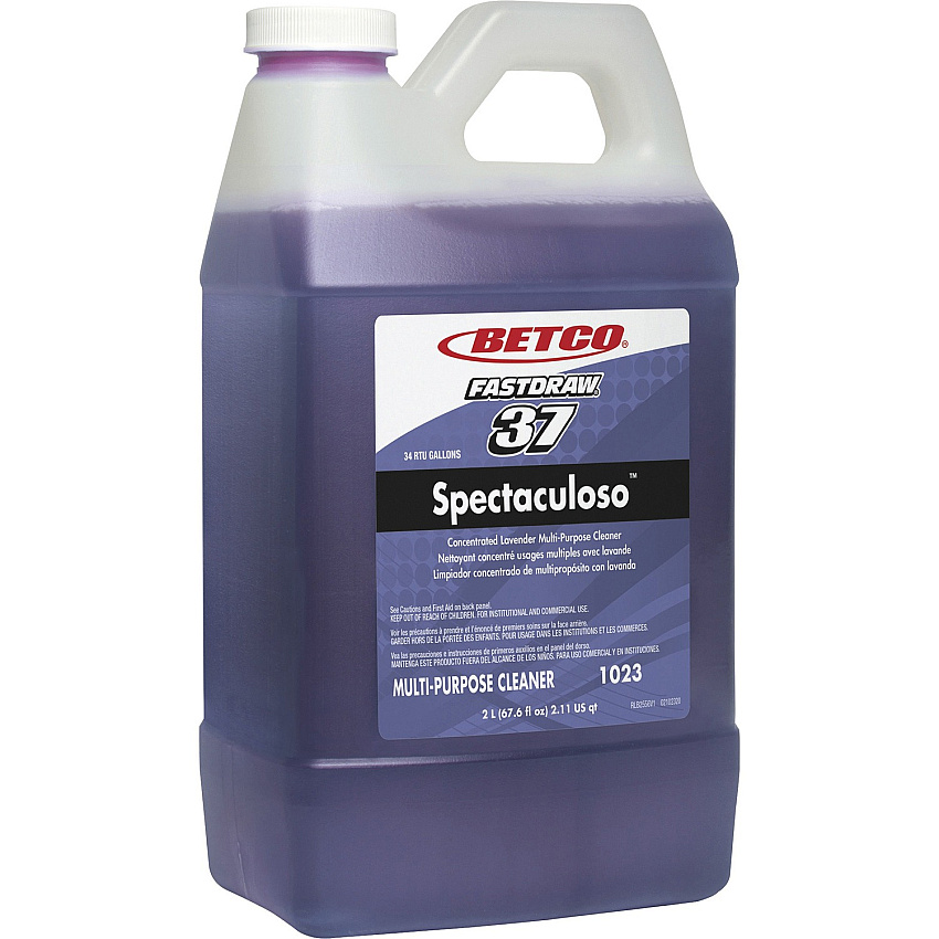 Betco Spectaculoso General Cleaner - FASTDRAW 37 Concentrate - 67.6 fl oz (2.1 quart) - Lavender Scent - Deodorize, Phosphate-free, Rinse-free, Spill Proof, Chemical Resistant, Butyl-free - Purple - 1 Each (10234700)