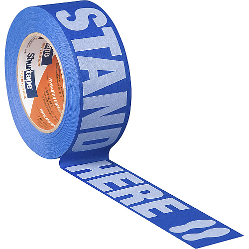 Duck STAND HERE Floor Marking Tape 60 yd Length x 1.88" Width - Blue/ - 1 Roll (105156)