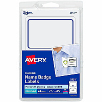 Avery&reg; Flexible Name Badge Labels 2 1/3" Height x 3 3/8" Width - Removable Adhesive - Rectangle - Laser, Inkjet - Matte - White - Blue Border - Film - 2 / Sheet - 20 Total Sheets - 720 Total Label(s) - 40/Pack - 18 / Carton (05151)