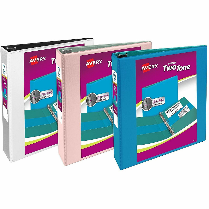 Avery Two-Tone Binder, 2 Inch Slant Rings, Color Will Vary 2" Binder Capacity - Letter - 8 1/2" x 11" Sheet Size - 530 Sheet Capacity - 2 4/5" Spine Width - 3 x 2" Ring - Fastener: Slant Ring - Pocket: 4, Internal - Polypropylene - Black, Blush, P (17236)