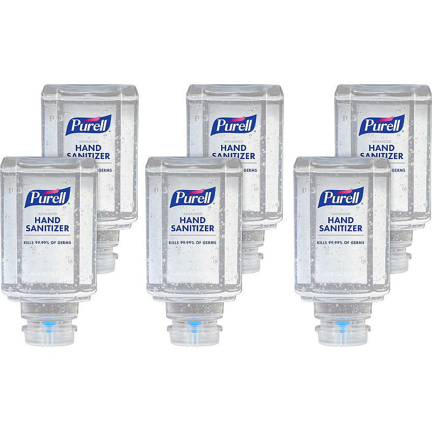 PURELL&reg; Advanced Hand Sanitizer Gel Refill Clean Scent - 15.22 fl oz - Push Pump Dispenser - Kill Germs - Hand, Skin - Clear - Dye-free, Refillable, Unscented - 6 / Carton (445006)