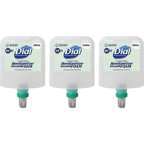 Dial Hand Sanitizer Foam Refill 1.27 quart - Bacteria Remover - Healthcare, Restaurant, School, Office, Daycare - Clear - Dye-free, Fragrance-free - 3 / Carton (19714CT)