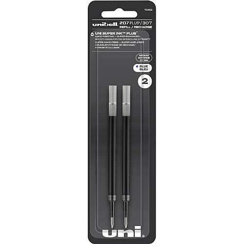 uni-ball uniball&trade; 207 PLUS+/307 Gel Pen Refill 0.70 mm - Blue Ink - Super Ink, Water Resistant, Fade Resistant, Fraud Resistant - 2 / Pack (70162)