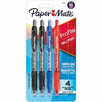 Paper Mate Pen RT Bold Profile Asst 4/pkg 1 mm Bold, Medium Pen Point - Retractable - Black, Blue, Red, Assorted Ink - Solvent Based - Assorted Barrel - 4 / Pack (2100912)