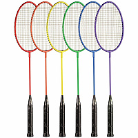 Champion Sports Tempered Steel Badminton Racket Set Red, Orange, Yellow, Green, Blue, Purple - Nylon, Leather, Tempered Steel - 6 / Set (BR20SET)