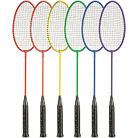 Champion Sports Tempered Steel Badminton Racket Set Red, Orange, Yellow, Green, Blue, Purple - Nylon, Leather, Tempered Steel - 6 / Set (BR21SET)