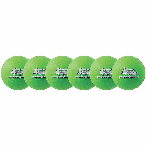 Champion Sports Rhino Skin Low Bounce Dodgeball Set 6.30" - Low Density Foam - Neon Green - 6 / Set (RXD6NGSET)