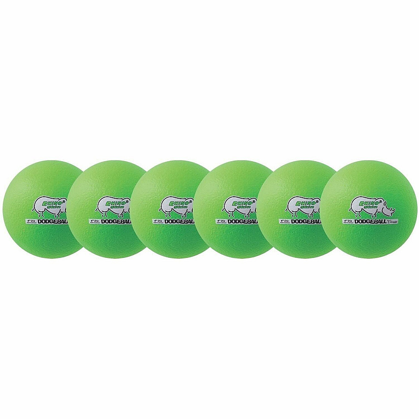 Champion Sports Rhino Skin Low Bounce Dodgeball Set 6.30" - Low Density Foam - Neon Green - 6 / Set (RXD6NGSET)