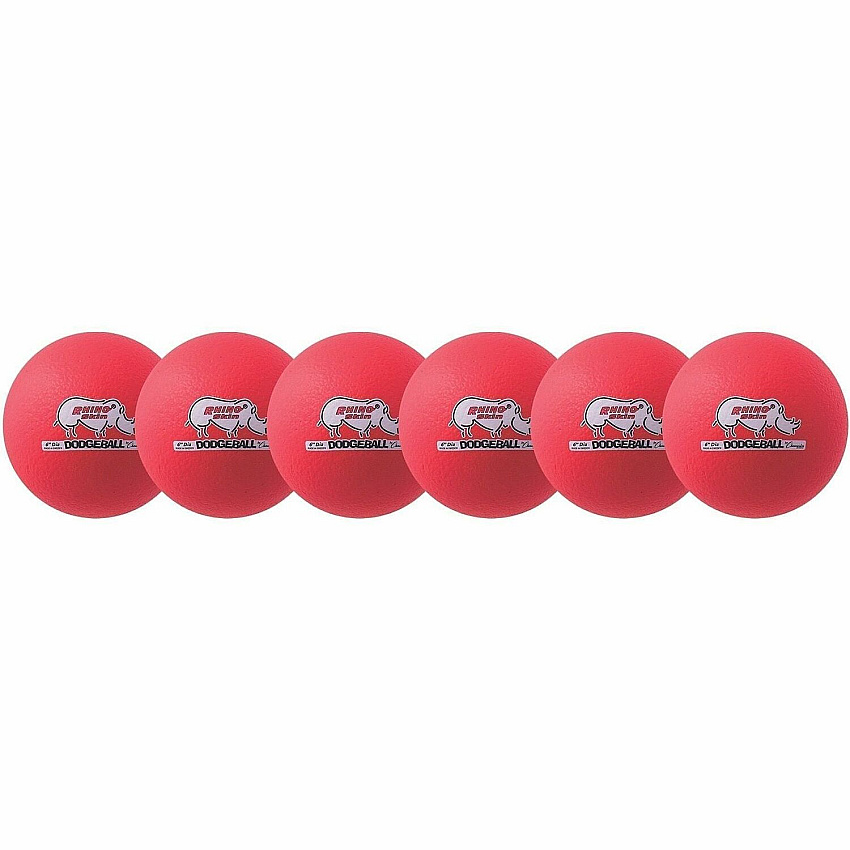 Champion Sports Rhino Skin Low Bounce Dodgeball Set 6.30" - Low Density Foam - Neon Red - 6 / Set (RXD6NRDSET)