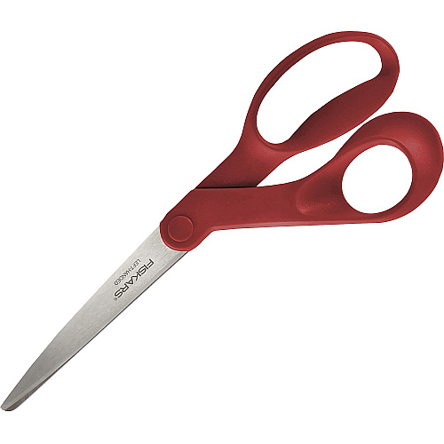 Fiskars Left-hand 8" Bent Scissors 3.30" Cutting Length - 8" Overall Length - Left - Stainless Steel - Bent Tip - Orange - 1 Each (1945001008)