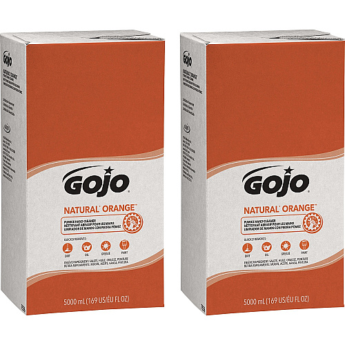 Gojo&reg; Natural Orange Pumice Hand Cleaner Citrus Scent - 1.32 gal - Oil Remover, Grease Remover, Dirt Remover, Soil Remover - Hand - White - Fast Acting - 2 / Carton (755602CT)