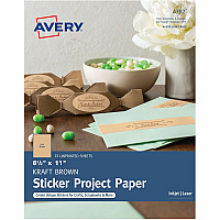 Avery&reg; Permanent Sticker Project Paper Letter - 8 1/2" x 11" - Self-adhesive, Permanent Adhesive, Die-cut, Printable, Acid-free, Lignin-free - Brown - 15 Sheets - 15/Pack - 6 / Carton (04392)