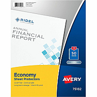 Avery&reg; Economy Clear Sheet Protectors 50 x Sheet Capacity - For Letter 8 1/2" x 11" Sheet - 3 x Holes - 3 x Rings - Ring Binder - Top Loading - Clear - Polypropylene - 50/Bag - 10 / Carton (75182)